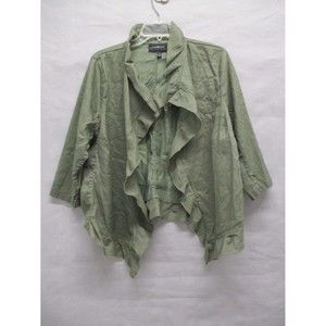 Lane Bryant jacket womens 18 green ruffles long sleeves open coat olive flowy